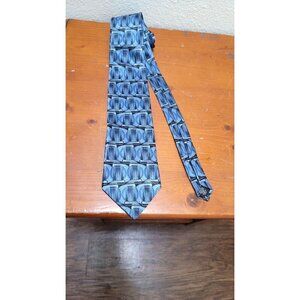 Murano Italia Mens Blue Patterned Silk Necktie